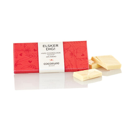 'Elsker dig'-gave - Cocoture hvid-chokoladeplade med hilsen - 55g