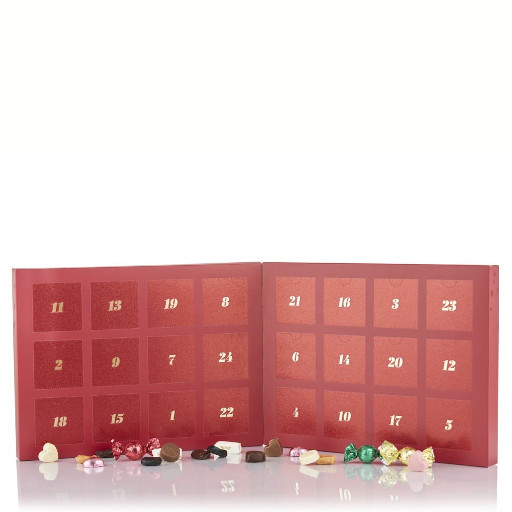 Red Magic julekalender m/ chokolade, lakrids & karamel fra Cocoture - 460g - Billede 2